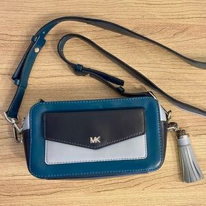 Michael Kors Teal and Light Gray Crossbody Bag